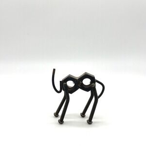 Upcycled Metal Nut Bolt Sculpture Folk Art Industrial‎ Decor Elephant